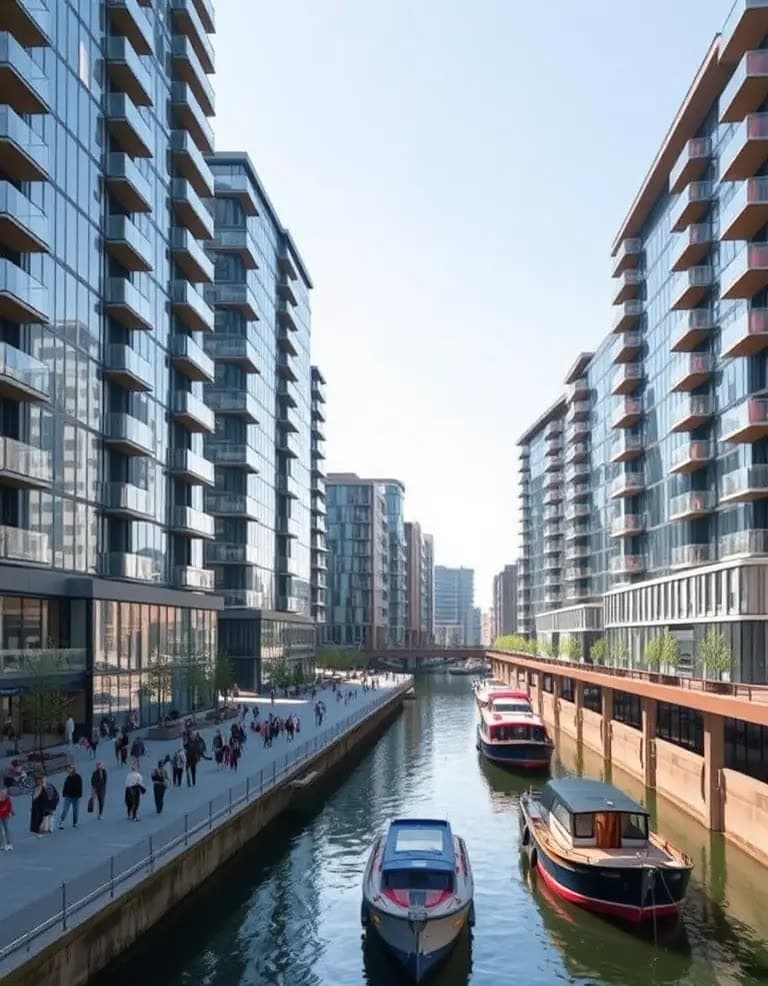 Modern apartment buildings on the waterfront at MediaCityUK