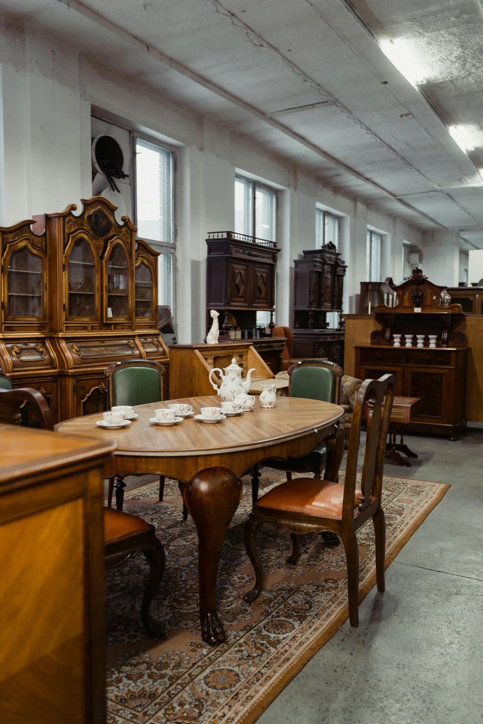 Room full of old furniture awaiting clearance